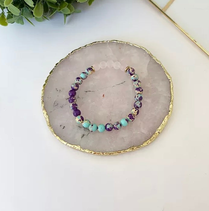 Blue/Purple Impression Jasper + Rose Quartz