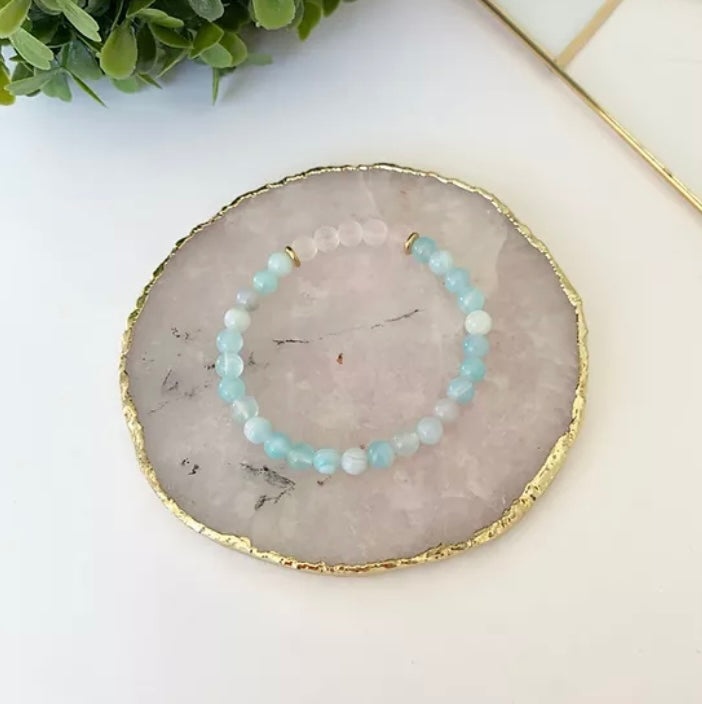 Light Blue Agate + Rose Quartz