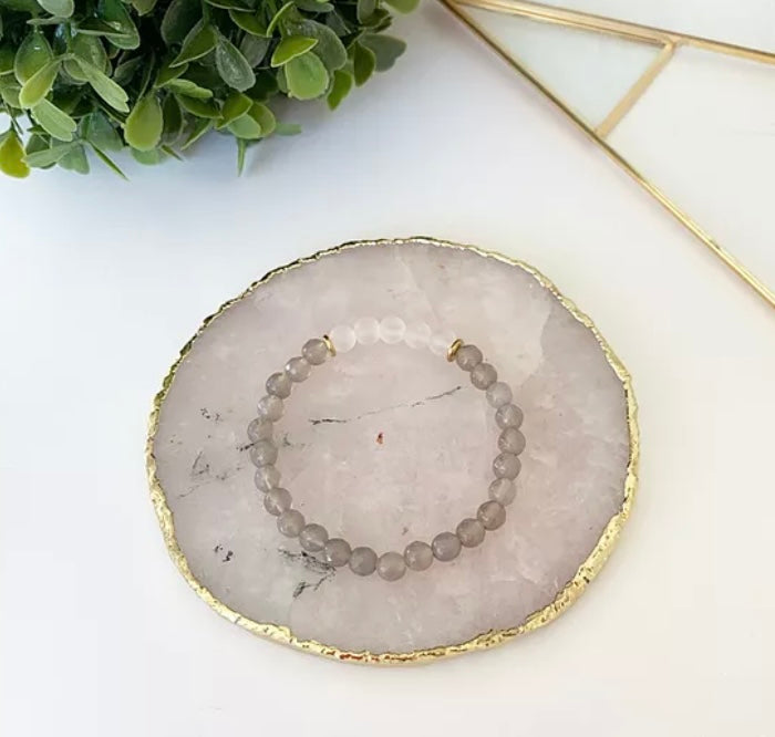 Grey Agate + Rose Quartz