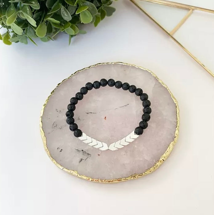 Silver Hematite Diffuser Bracelet